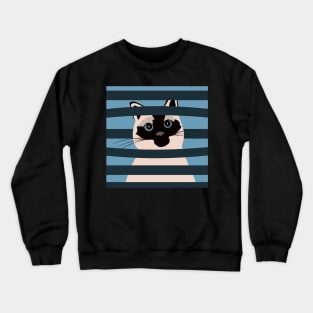 Cute Siamese cat blue eyes Crewneck Sweatshirt